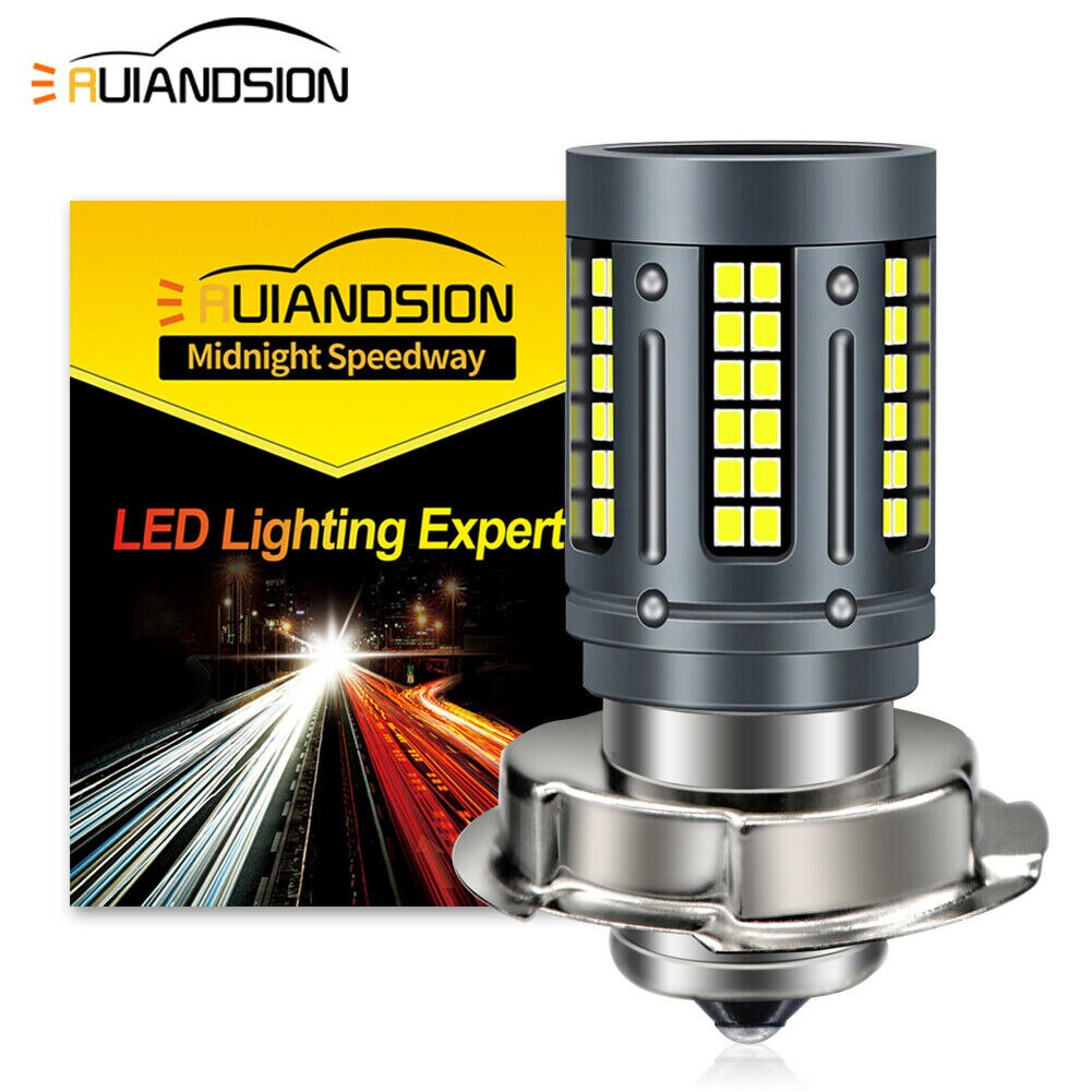 RUIANDSION 1Pcs 10-30V P26S 2016 84 LED Motorbike Moped Front Light Headlight Bulb White 2000lm