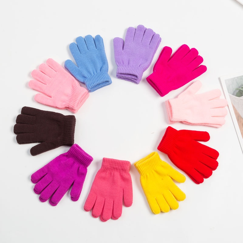 Winter Thick Warm Unisex Boy Girls Soft Full Finger Kids Gloves Children Knitted Mittens Glove перчатки детские