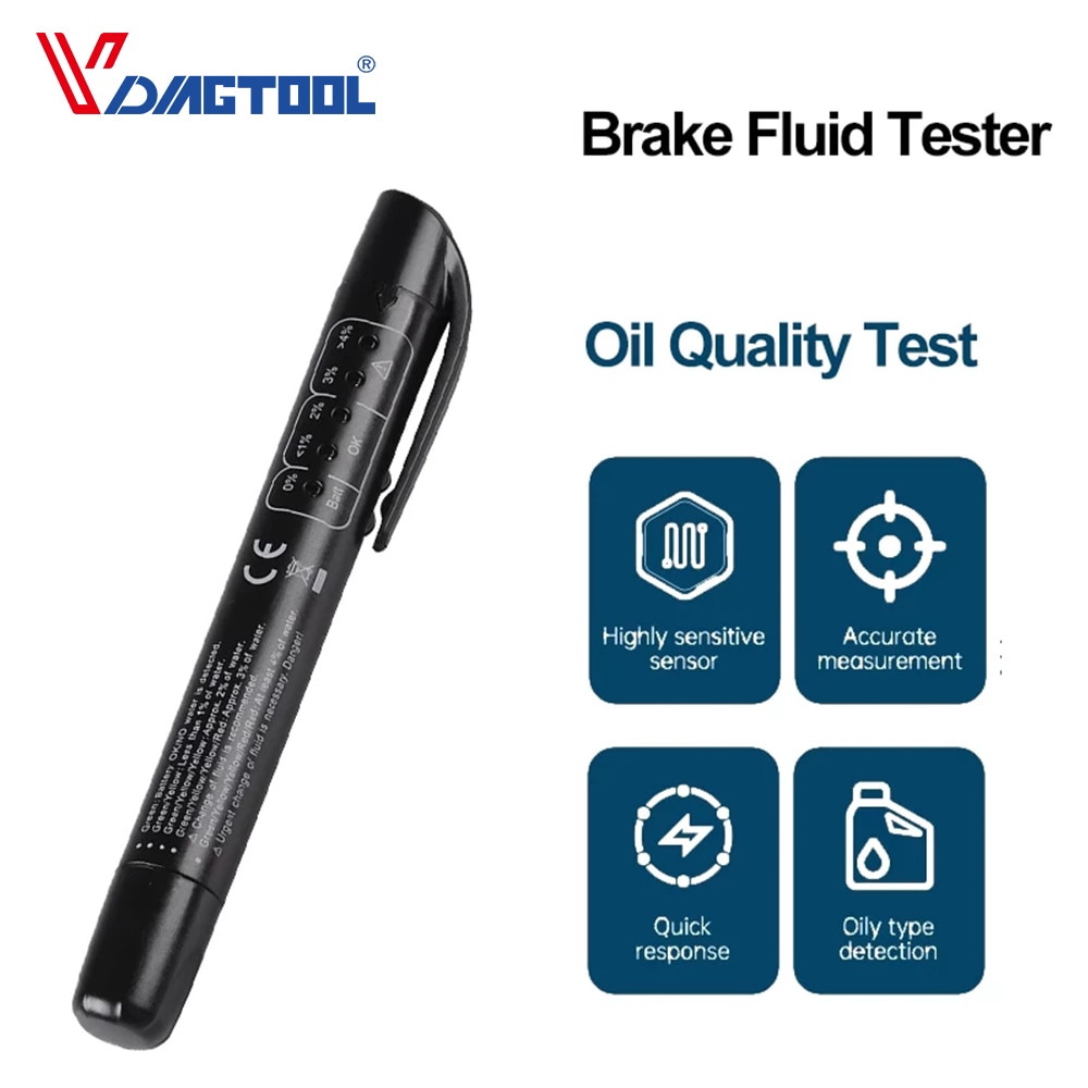 Universal Brake Fluid Tester Accurate Oil Quality Diagnostic Tools LED Indicator Liquid Testing Pen Automotive Brake Oil Tester