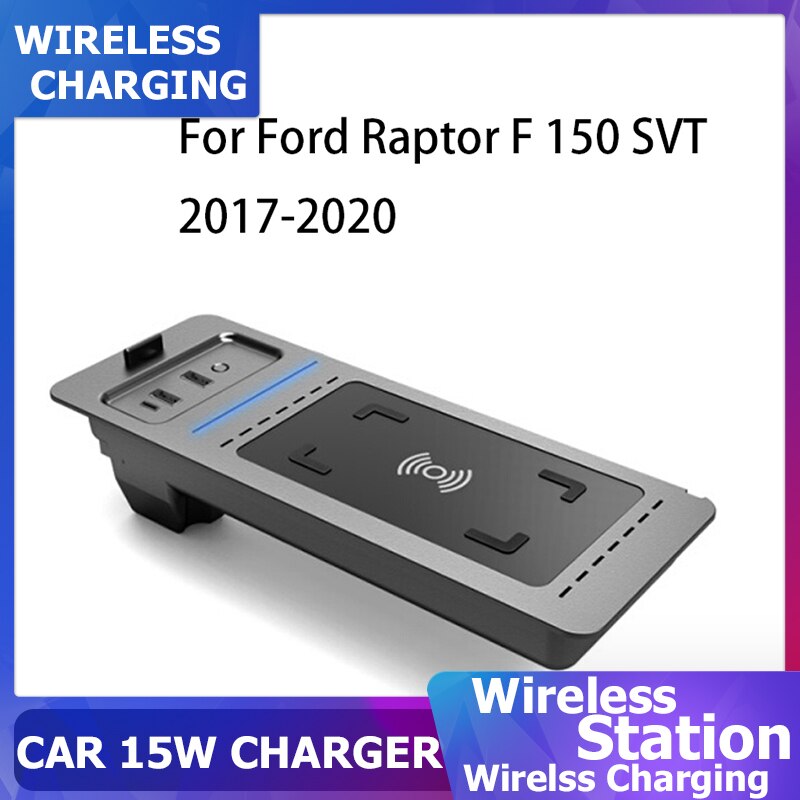 Wireless Charger 15W QI For Ford F150 SVT Raptor 2015 2016 2017 2018 2019 2020 Car Fast USB Phone Charging Plate Accessories