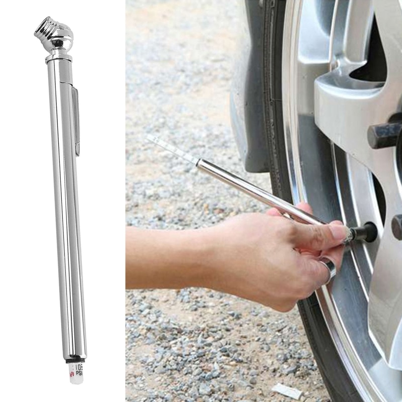 Pencil Tire Pressure Gauge Accurate Mechanical Air Gage Stainless Steel Stem 10-75 PSI for ATVs, Cars, Trucks, SUVs