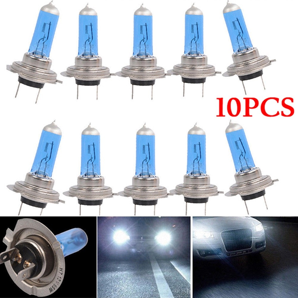 10pcs H7 12V 55W Xenon White 6000K Halogen Car Headlights Lamp Bulb Super Bright Fog Lights Car Light Parking Light Auto Parts