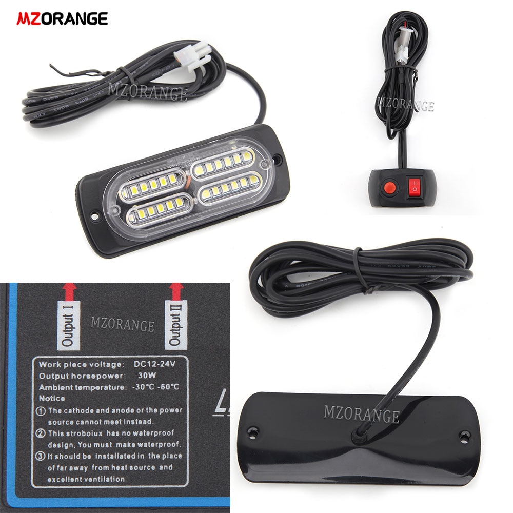 Car Stroboscopes LED Strobe light 12v 4PCS 24LED Stroboscopes 4 in 1 Car Emergency Light Beacon fso white yellow Fashing Light