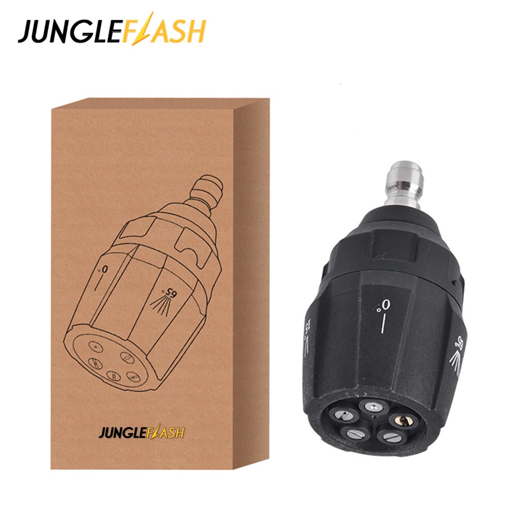 5in1 Nozzle High Pressure Washer 0° 15° 25° 40° 65° Nozzle In One Piece G1/4 Male Connect Quick Realease Adaptor Car Washer Gun