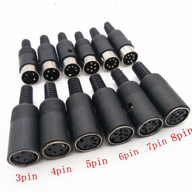 DIN 3 4 5 6 7 8 Pin Male/Female Plug socket jack Solder Connector with Plastic Handle R Connectors