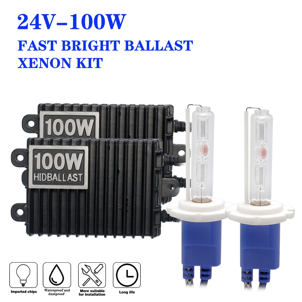 24V 100W Truck Headlight HID xenon kit H4 bi-xenon H1 H7 H11 H27 880 HB3 HB4 4300K 6000K 8000K Super Bright Van Boat Lamp bulb