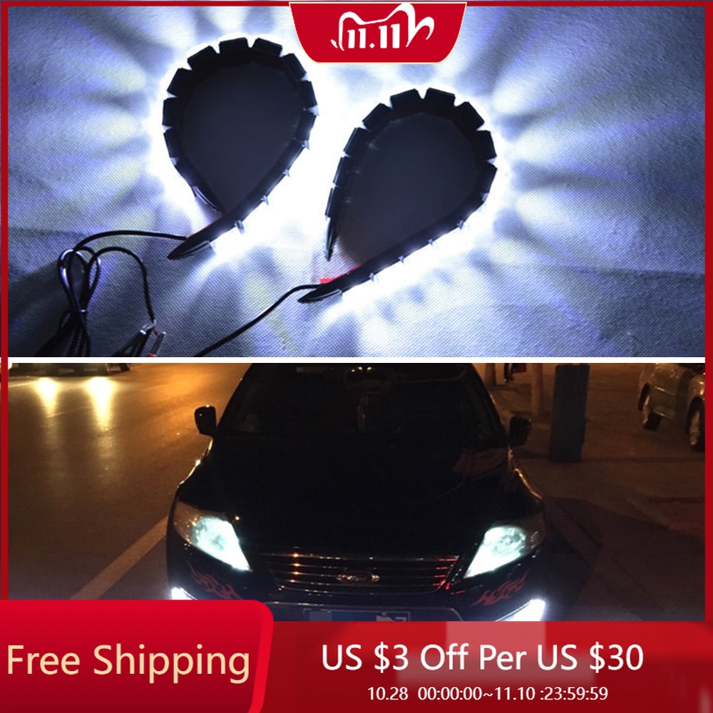 2PCS 9 LED 12V Auto Truck Daytime Running Light Signal Lamps Super Bright DRL Car Fog Day Driving Lamp Waterproof LED Car Lights