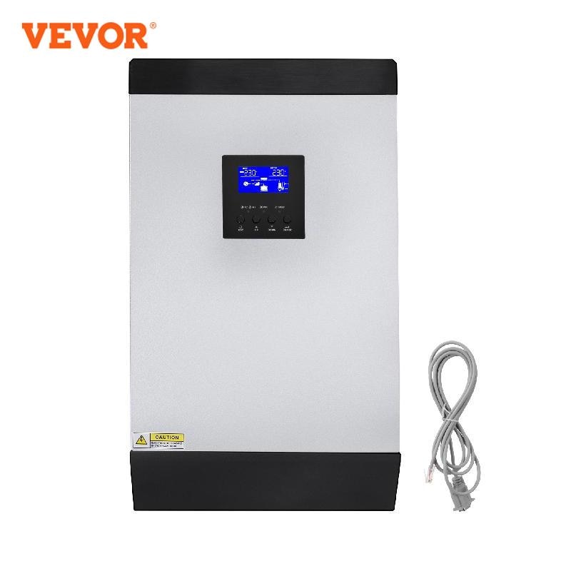 VEVOR Hybrid Solar Inverter MPPT 3KVA 2400W / 5KVA 4000W Pure Sine Wave Off Grid Power Inverter 24V/48VDC to 230VAC for Powering