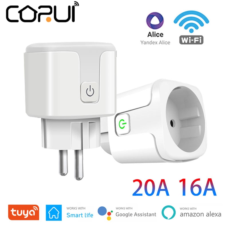 CORUI WiFi / Zigbee Socket EU Smart Plug 16A / 20A Power Monitor Tuya SmartLife APP Remote Control For Alexa Google Home Alice