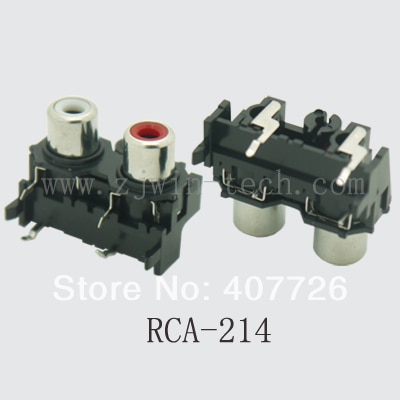 4pcs/lot RCA Connector Female Audio/Video Jack AV Jack Connector Female Two Hole (white+red) RCA-214