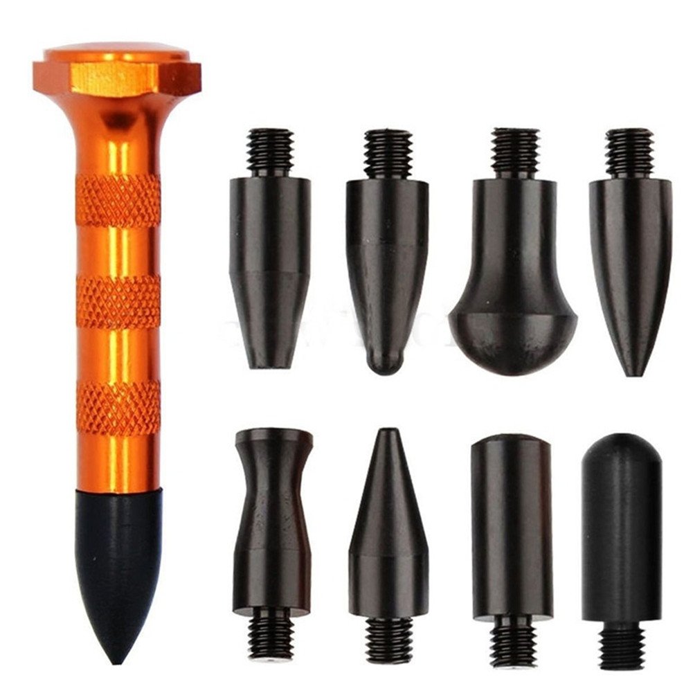 DIY Paintless Dent Repair Kit Metal Tap Down Pen with 9 Heads Tips Dent Removal Tools