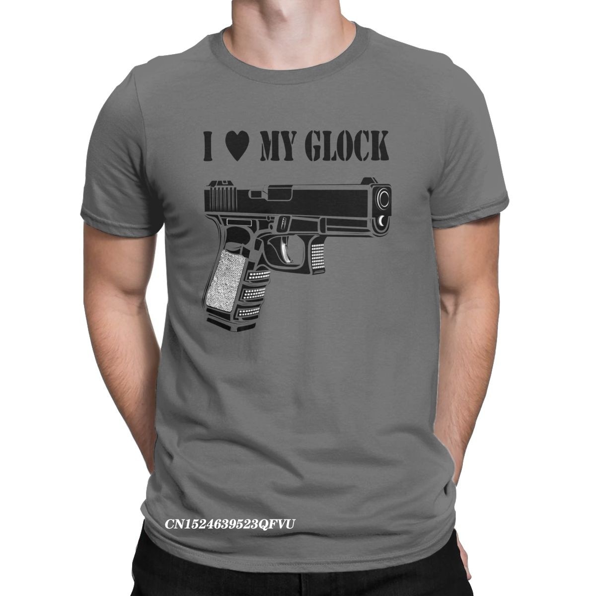 I Love My Glock Glock Handgun Men Tshirt Funny Tees Harajuku Crew Neck T-Shirts Premium Cotton Unique Tops