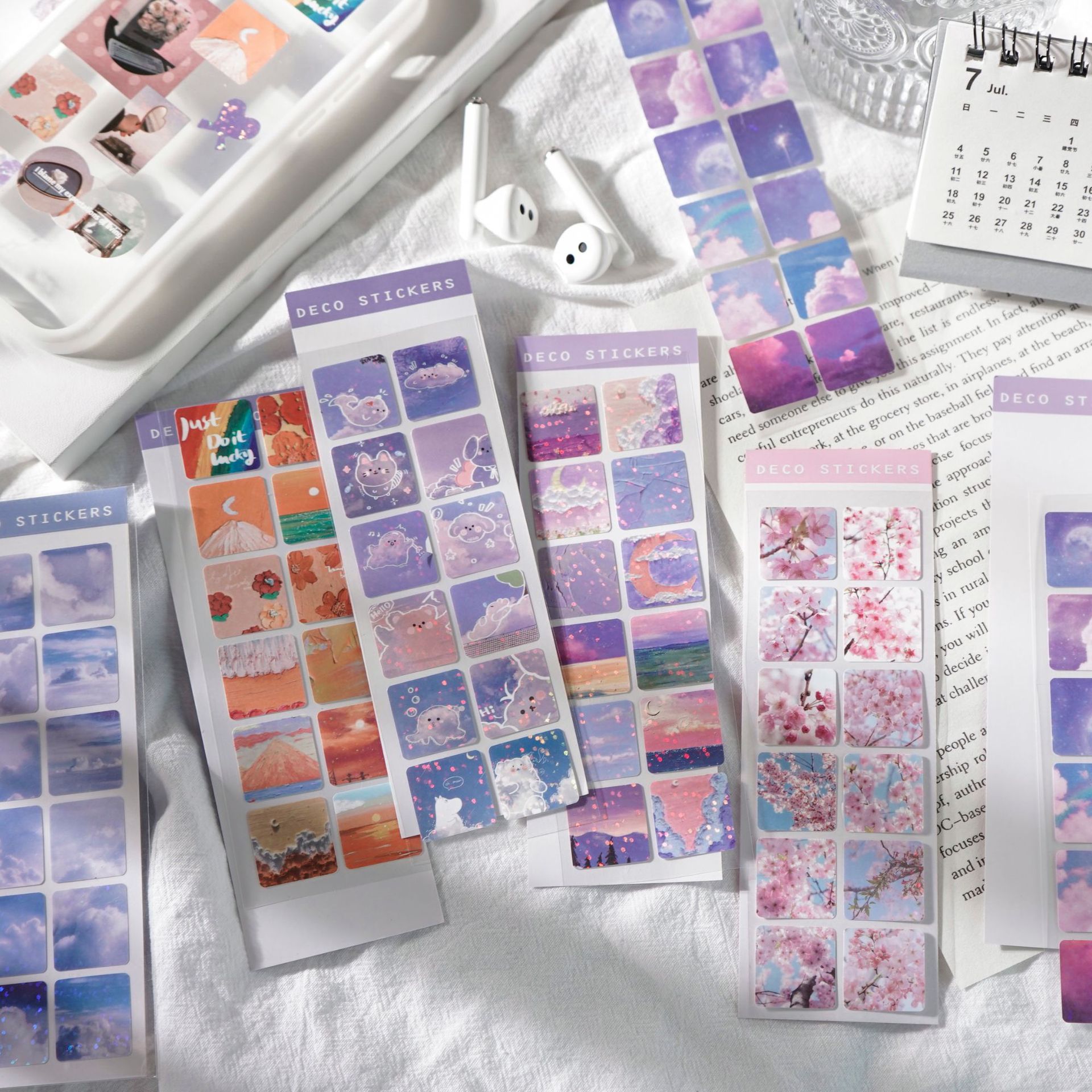MOHAMM 1 Sheet PVC Waterproof Cute Shiny Sticker for DIY Art Crafts Scrapbooking Planners Diary Notebook Decoration