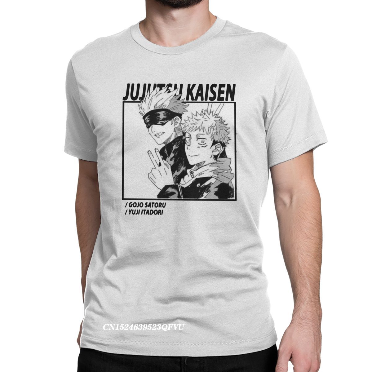 Men's Jujutsu Kaisen Gojo Satoru Goes Tops T Shirts Anime Cotton Vintage Harajuku Crewneck Tee Shirt Aesthetic Camisas T-Sh