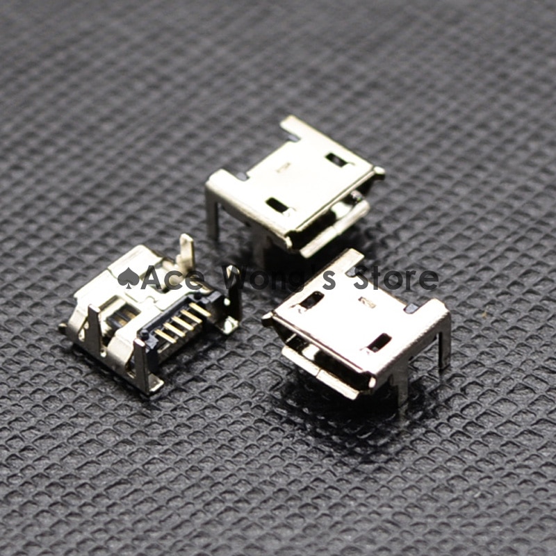 100pcs Micro USB Connector Jack Female Type 5Pin SMT Tail Charging socket PCB Board (NO.12)