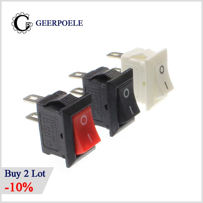 500 pcs/lot KCD1 15*10mm Iron Feet 2p 3A/250V Boat Rocker Switch SPST Snap-in on off Power switch Position Interruptor