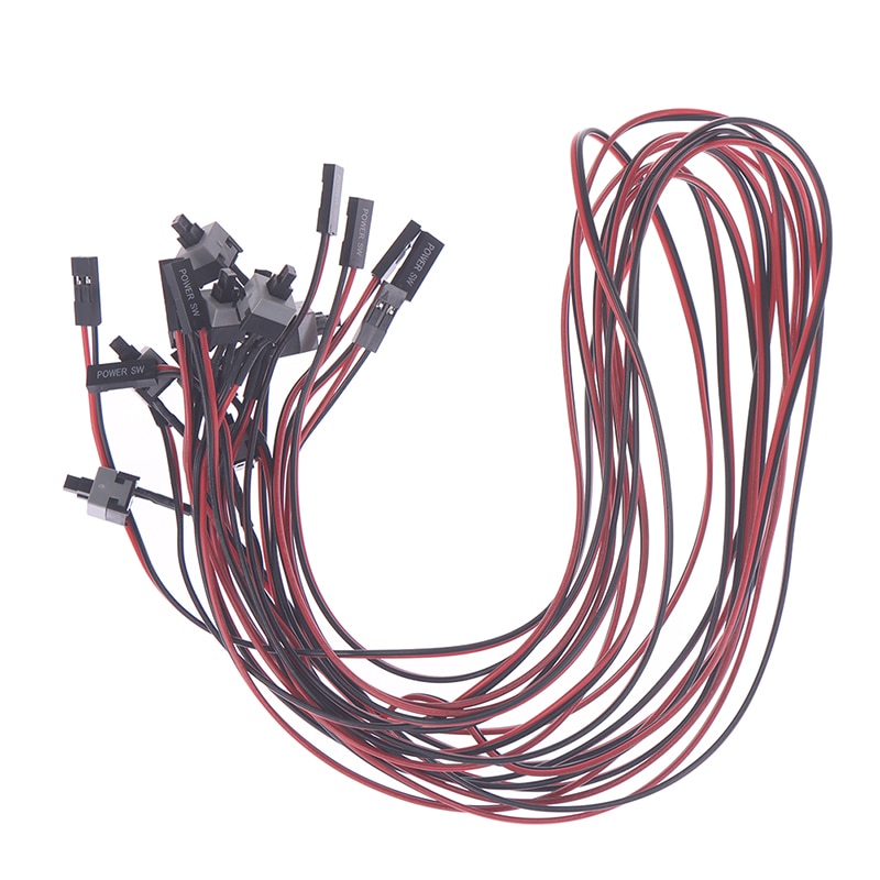 10pcs/pack 50cm Long Power Button Switch Cable For PC Switches Reset Computer Power Momentary Automatically Reset Push Button