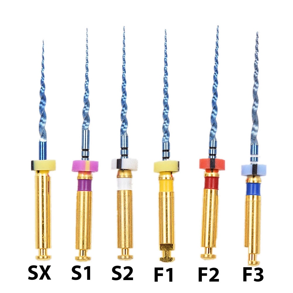 6pcs/Set Dental Rotary Endodontic Niti Heat Activated Files Engine Pre-Bent Root Canal Treatment Flexible Protaper System SX-F3