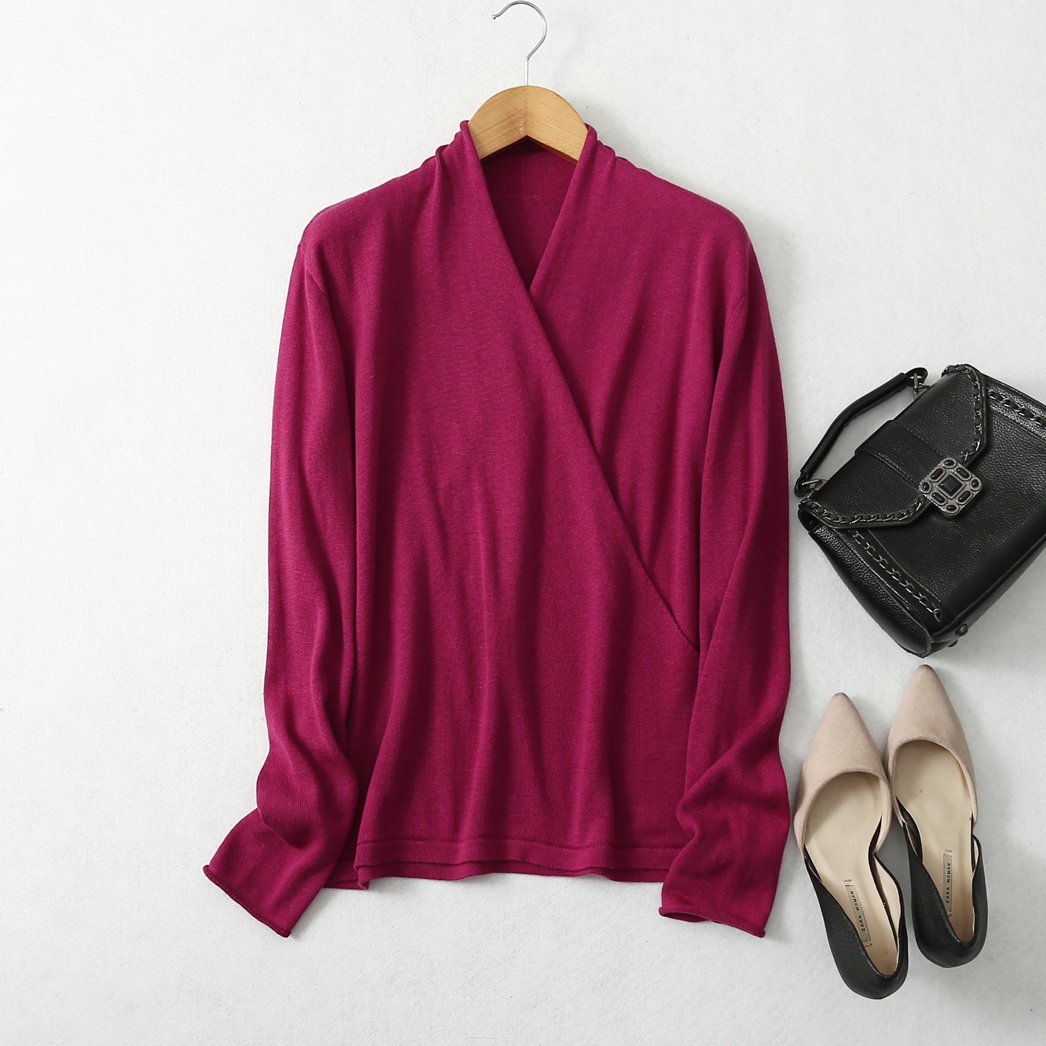 85%Mulberry Silk 15% Cashmere Sweaters for women v neck Long sleeve Spring Knit top Womens winter sweaters 2022 pullover