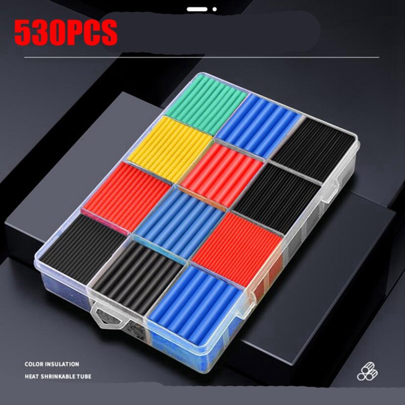 530pcs Thermoresistant Tube Heat Shrink Wrapping KIT Termoretractil Shrinking Tubing Assorted Pack Wire Cable Insulation Sleeve
