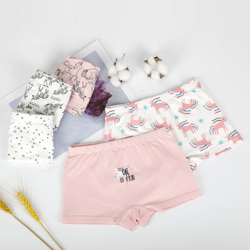 5 Pieces/Lot Girls Shorts Panties Kids Cartoon Pattern Cotton Boxer Briefs Child Soft Safety Pants 4-12Y Children's Underwe