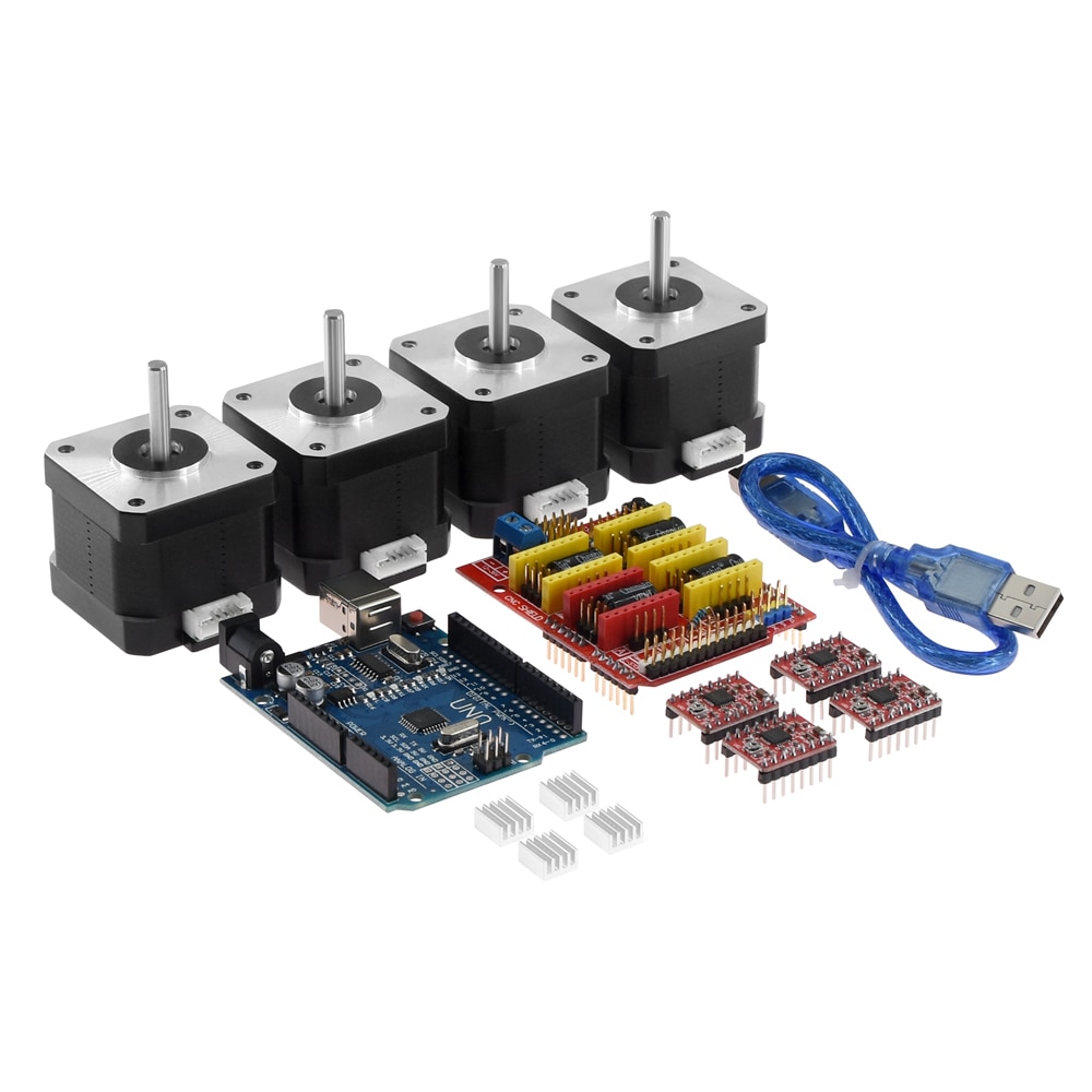 Nema17 Stepper Motor 42 Motor 4-lead 17hs4401S+cnc v3 Engraving Machine+4pcs A4988 Driver Expansion Board for Arduino UNO R3