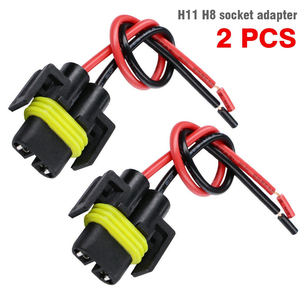 2pcs H11 H8 Female Connector Adapter Wiring Harness Socket Plug Fog Light 12V-24V Fit 880 881 Headlight Connector Wiring Harness