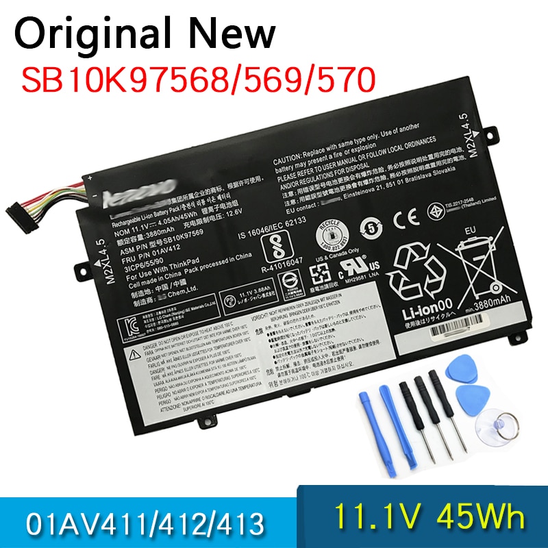 NEW Original Battery 01AV411 01AV412 01AV413 For Lenovo ThinkPad E470 E470C E475 SB10K97568 SB10K97569 SB10K97570 11.1V 45Wh