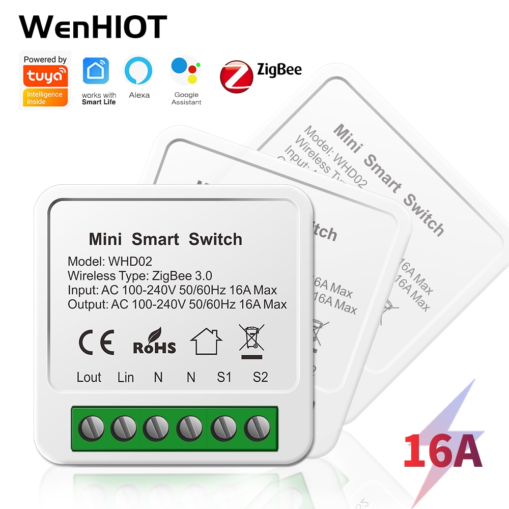 WENHIOT Zigbee Switch Smart Home Two Way Wireless Light Switch Timer Module support Google Home Alexa Works With Zigbee Gateway