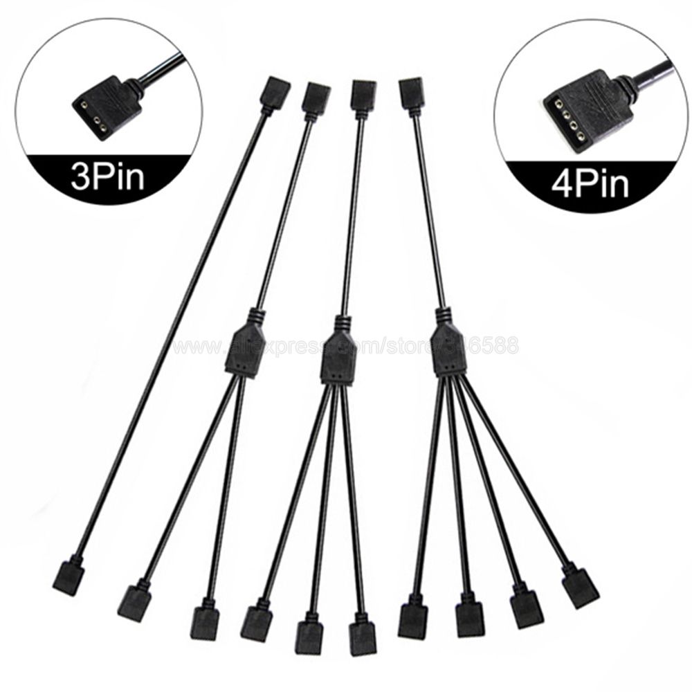 ARGB 5V 3Pin 12V 4Pin 30cm 50cm 1m 2m 3m 5m Extension Cable Adapter 1 to 1 2 3 4 5 Splitter Cable for MSI ASUS ASRock AURA LED