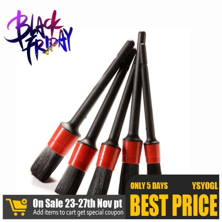 5 Sets Car Wash Details Brush Cleaning Brush Bristle Cleaning Brush Detailed Cleaning Brush Plastic Handle Car Cleaning Tools