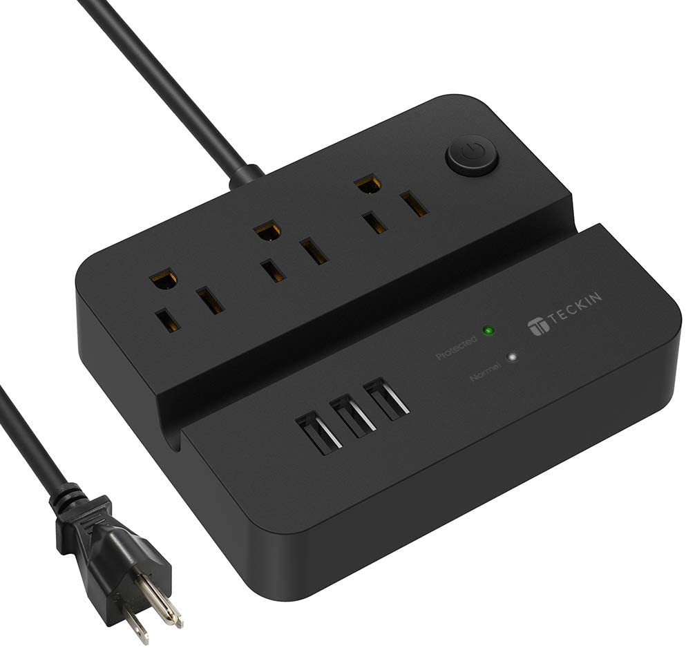 Teckin PC30 Desktop Power Strip Surge Protector (1080Joules), 3 USB Ports 3 AC Outlets, Overload Protection