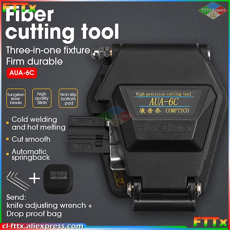 AUA-6C Fiber cleaver cable cutting knife FTTH fiber optic clipper tools cutter High Precision Fiber Cleavers 16 surfacece cutelo