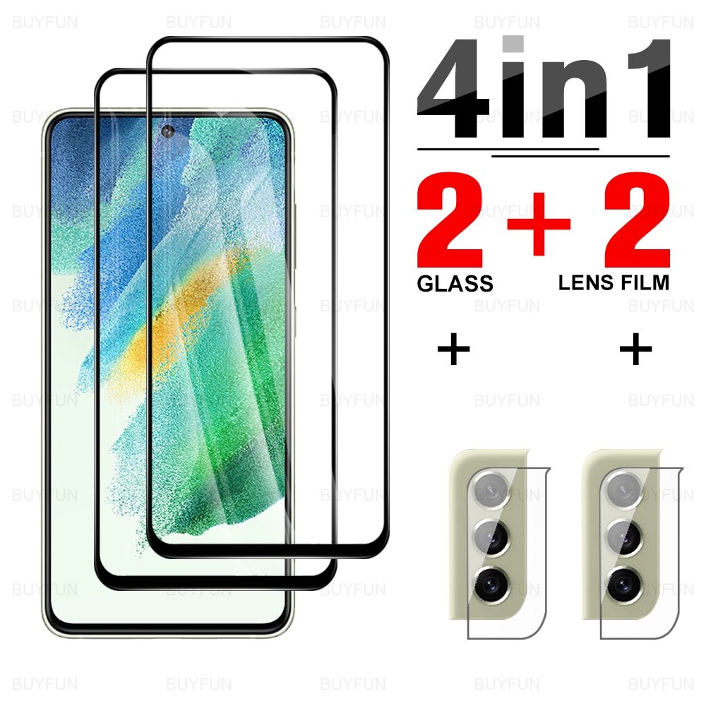 4in1 Front Tempered Glass For Samsung Galaxy S21 FE 5G safety screen protector for samsung samsun S 21 S21 FE 6.4'' le
