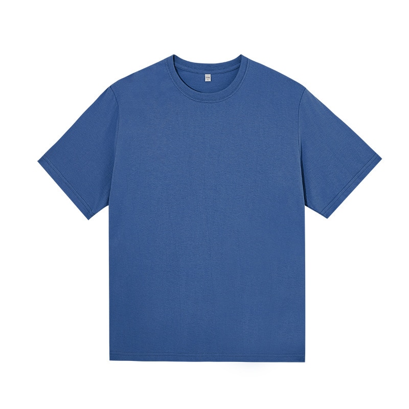 Cotton round collar short sleeve pure color customization design