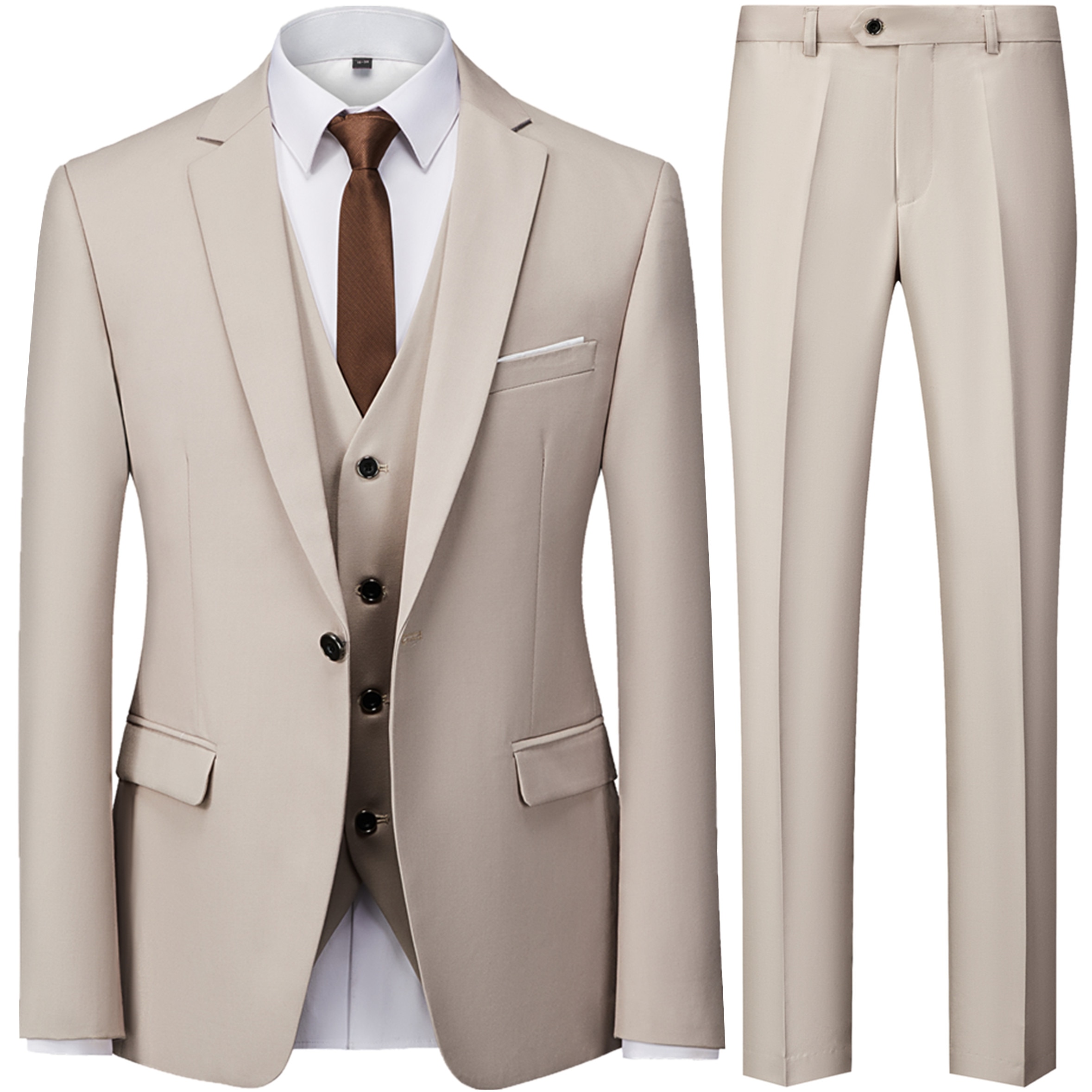 19 Color / 2022 Fashion Men's Casual Business Suit 3 Pieces Set / Male Two Button Blazers Trousers Pants Vest Waistcoat