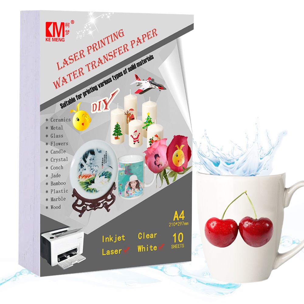 Laser Water SlideTransfer Decal Paper Printing Printable A4 Waterlide White Paper For Ceramic Mug Cup Wood