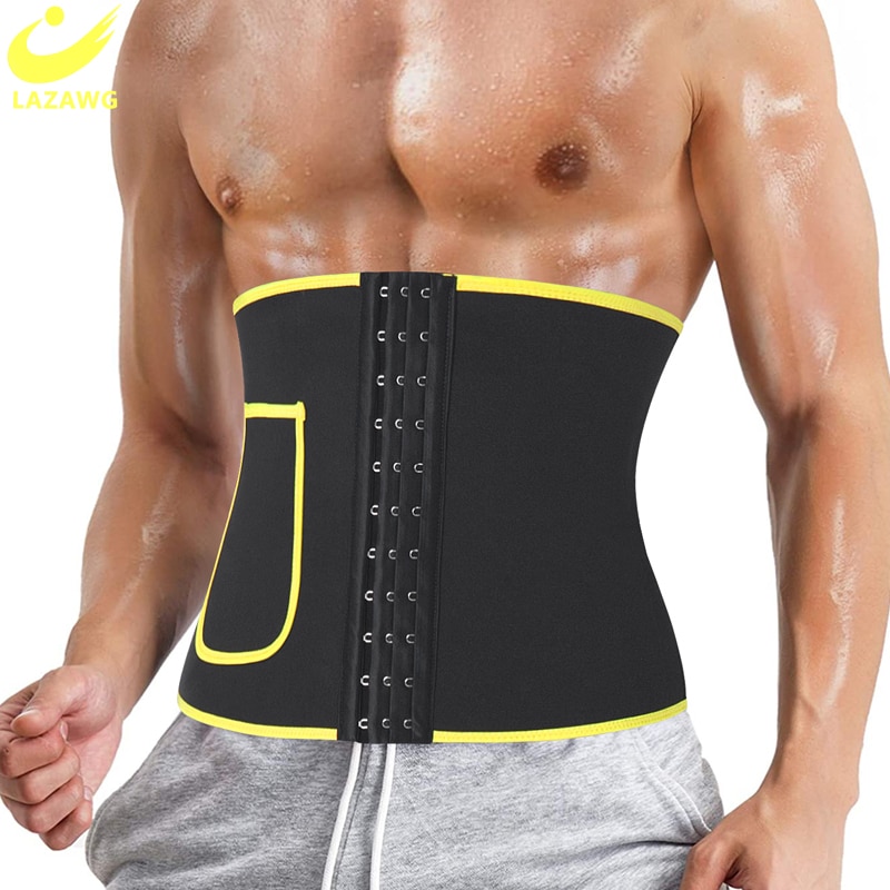 LAZAWG Men Waist Trainer Slimming Body Shaper Modeling Belt Tummy Sauna Sweat Compression Strap Shapewear Cincher Corset Shapers