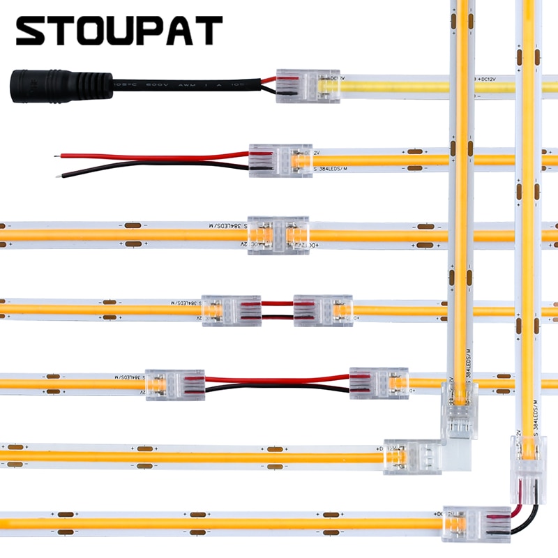 5pcs 2pin COB LED Strip Connector Extension Wire Terminal LED Connectors for 2835 5050 SMD COB Tape Lights Fixed Clamp Clips