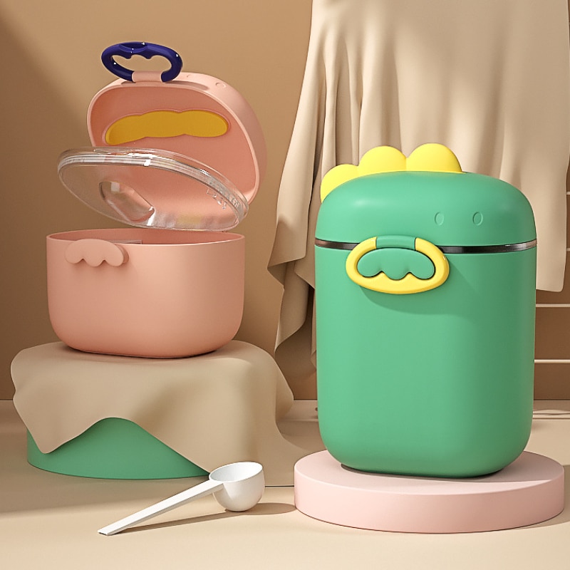 Solid Color Baby Milk Powder Container with Spoon Portable Baby Food Storage Newborn Toddler Snack Box Baby Essentials