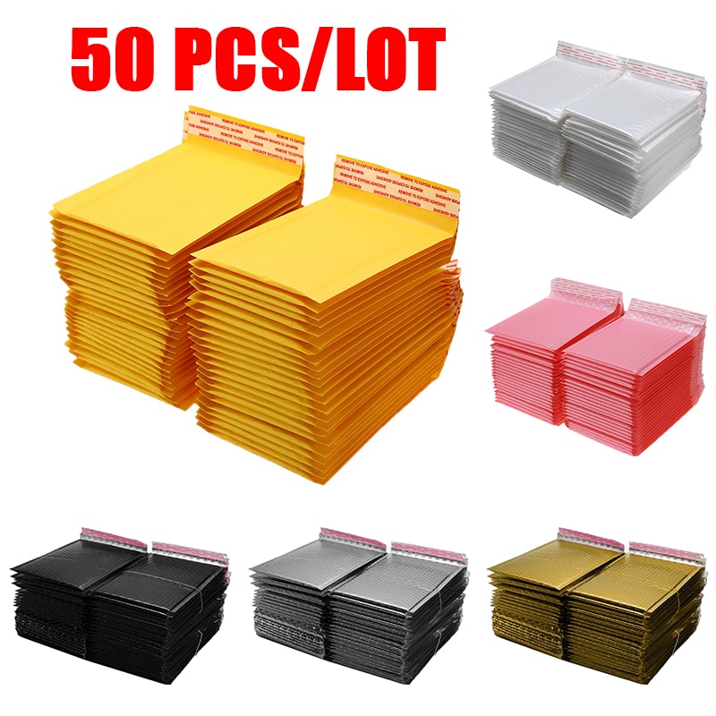 10/50pcs Bubble Mailers Self Seal Padded Envelopes Gift Bags Packaging Envelope Bags General Package Multi-color High Quality