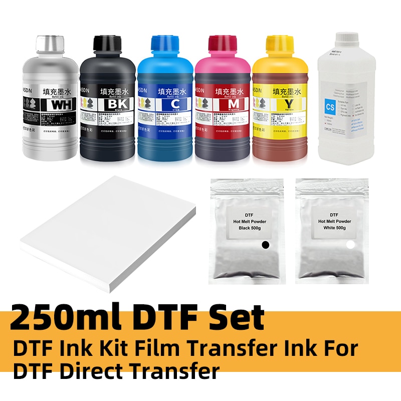 New 250ml DTF Ink Hot melt powder + Cleaning + Film For Direct Transfer Film Printer For Printer PET Film Printing And Transfer