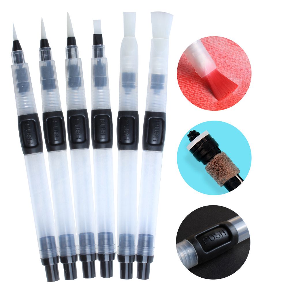 EVAL6PC Automatic Watercolor Paint brush Refillable Water Brush Ink Pen Watercolor soft Calligraphy Writing Brush Art Supplies