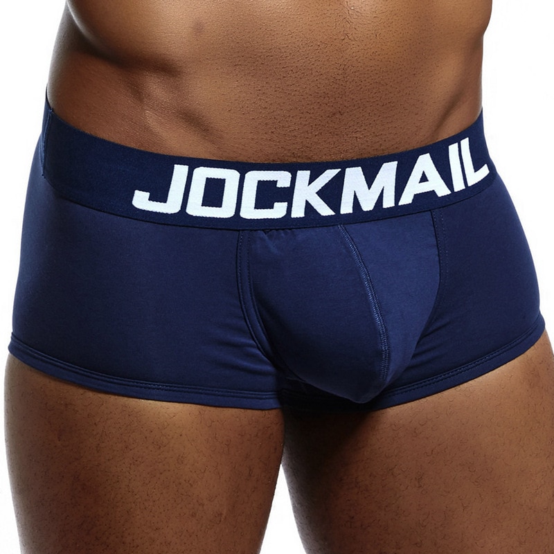 JOCKMAIL high quality cotton men's underwear fashion low waist plus size boxer shorts solid color belt male underpants Trun