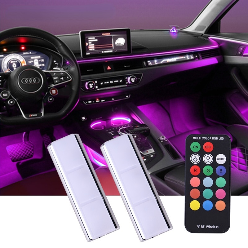 Colorful Car Interior Light RGB LED Light Wireless Remote Automotive Car Decorative Lamp Auto Ambient Light Lamp Charging Light