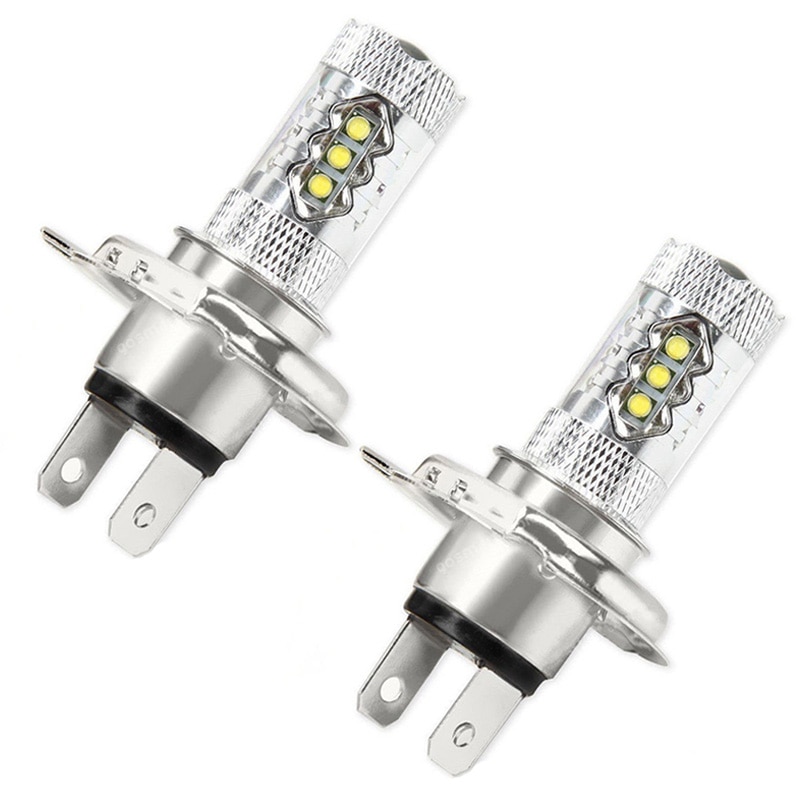 2PCS 80W Car LED Lamp H4 12V 6000K White Fog Light DRL Super Bright Auto LED Front Fog Light High Power Driving Lamp Bulbs