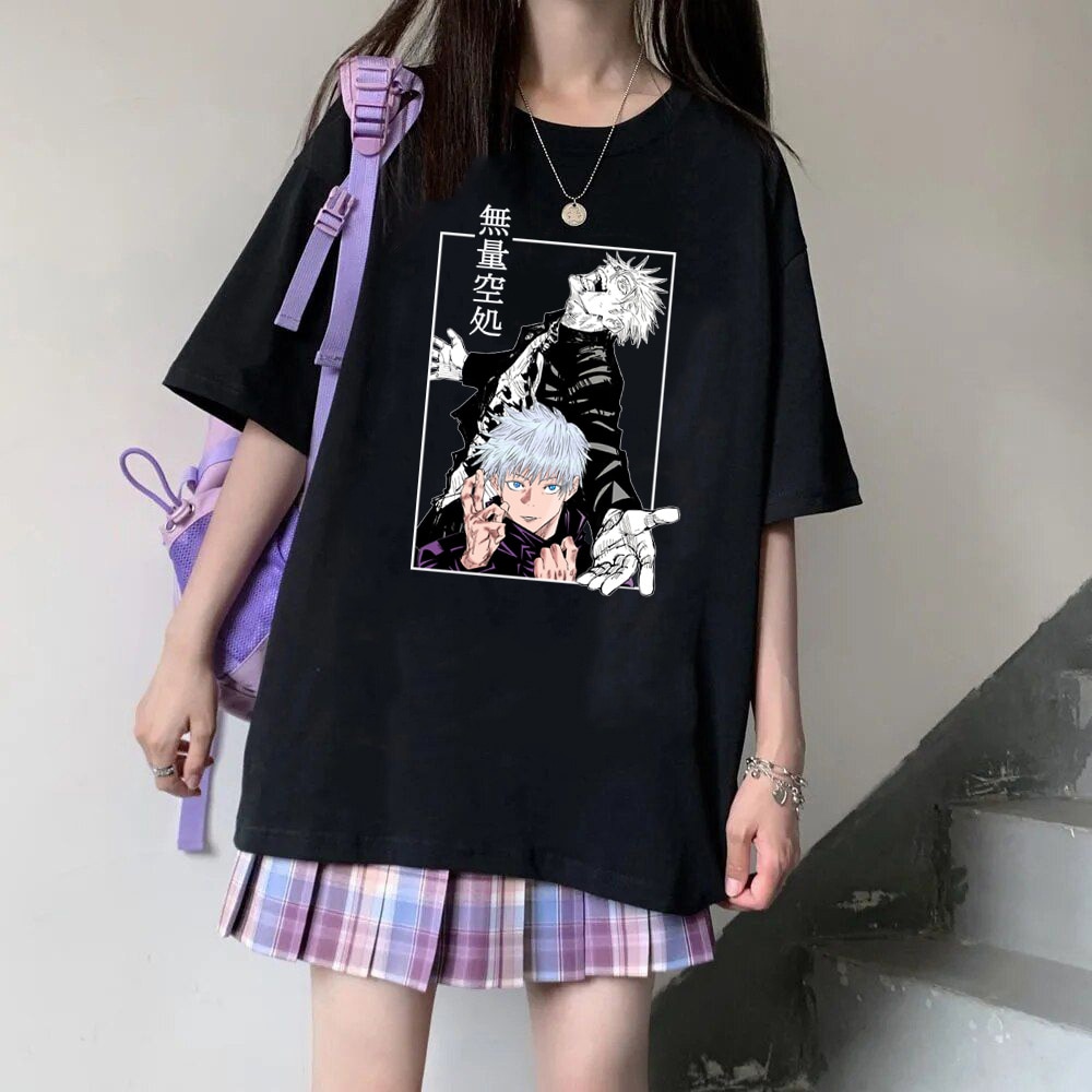 Jujutsu Kaisen T-Shirt Animegojo Satoru Tshirt Loose Unisex Top Summer Short Sleeve