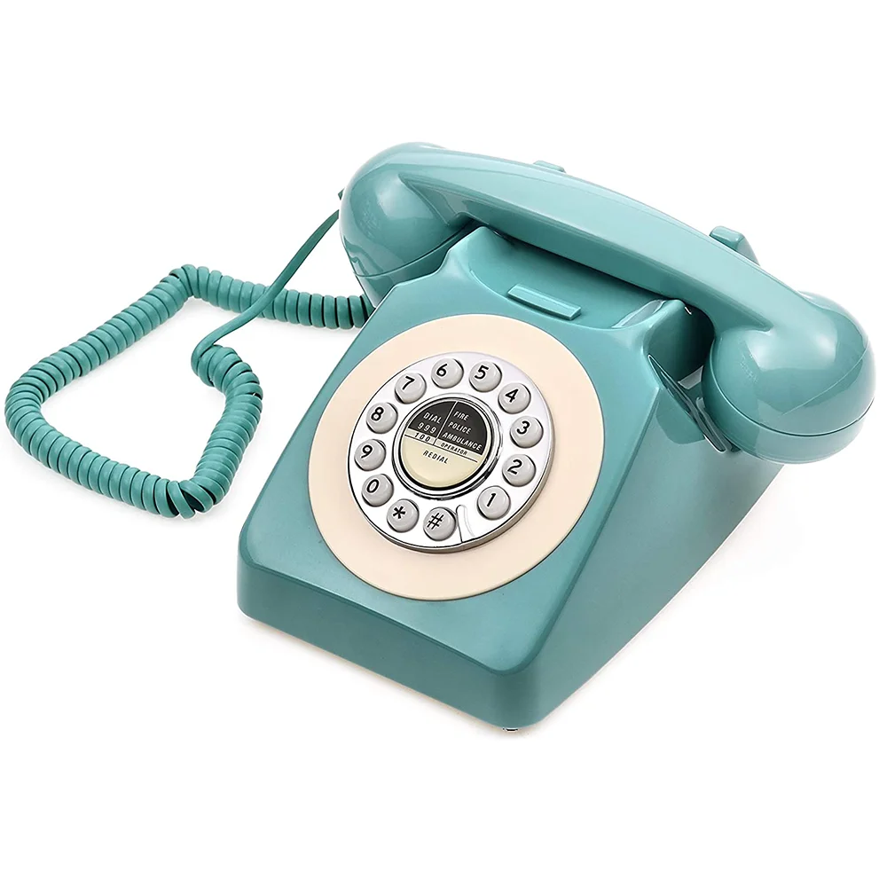 Corded Retro Phone 1960's Retro Dial Phone Classic Landline Phones With Redial Button Vintage Corded Telephone for Home Dec