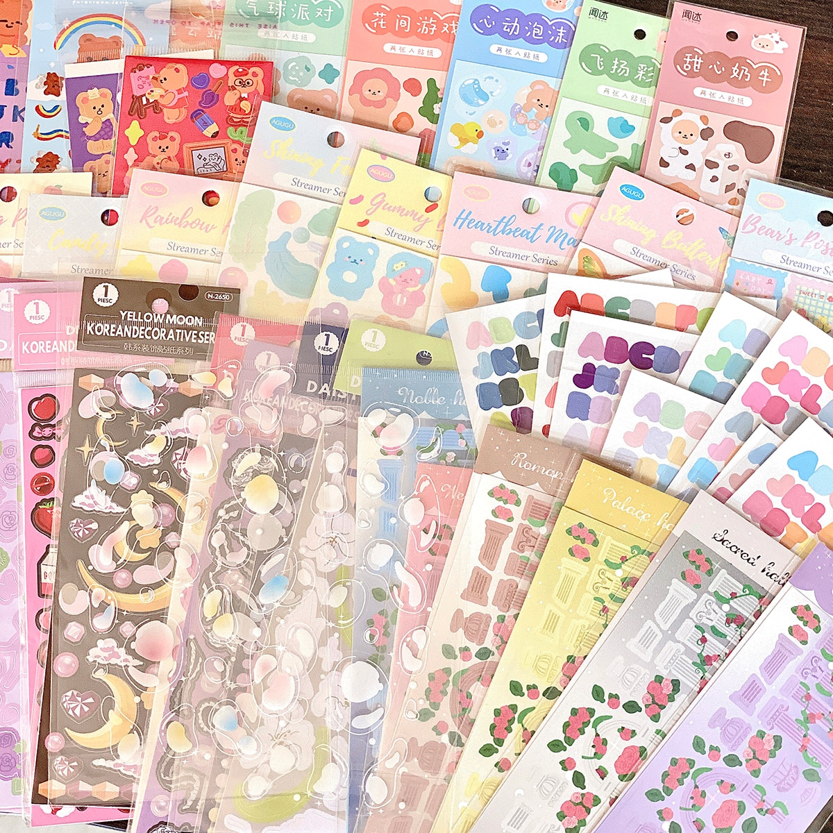 BOBO 7 New Arrival 8pcs/6pcs/4pcs Full Set Series Decorative Stickers Kawaii Kpop Idol Card Album Sticker Korean Stationery