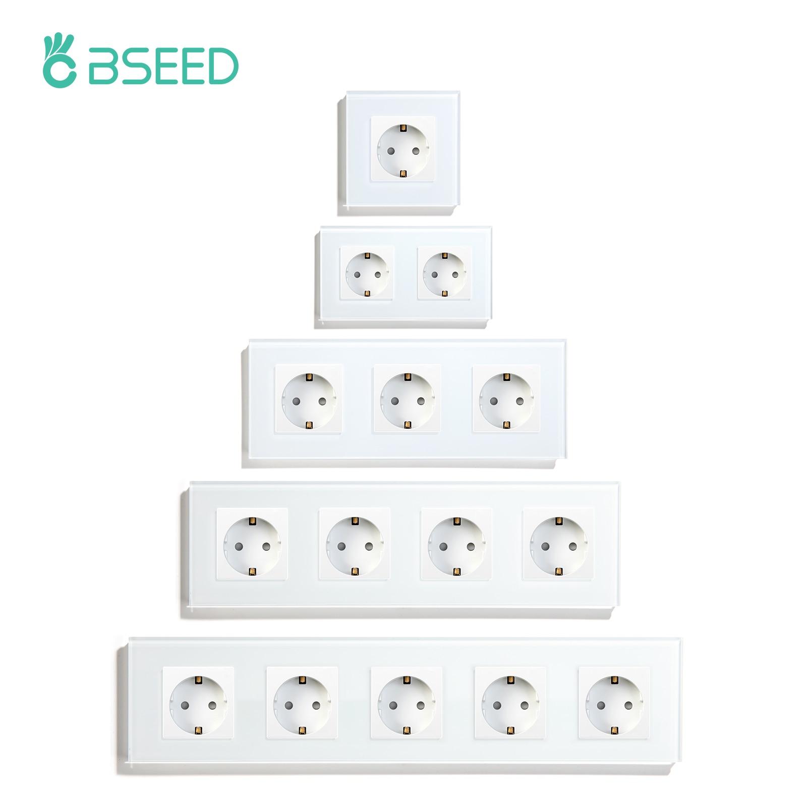 Bseed EU Russia Socket 16A 4 Colors Electric Wall Socket Tempered Glass Crystal Panel Electrical Outlet Home Improvement